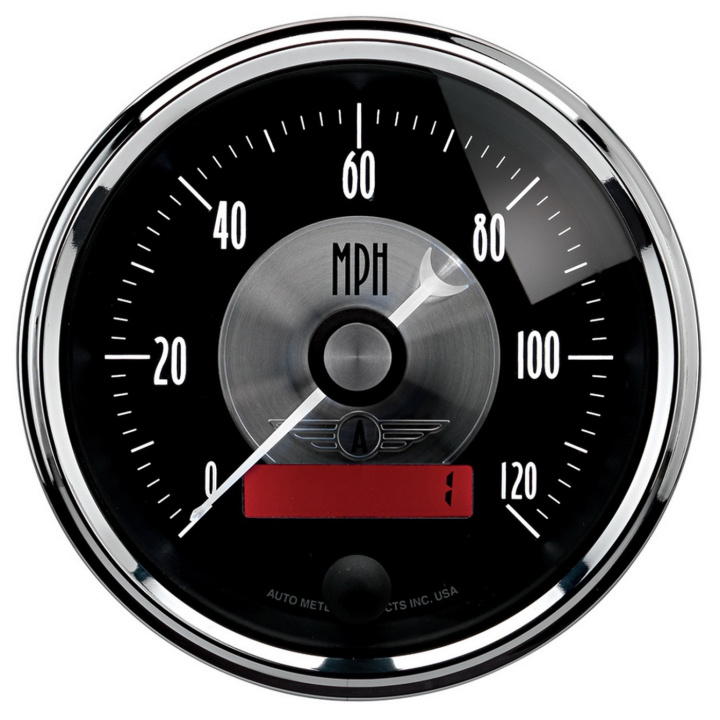 Hastighetsmätare 87mm 120MPH (Elektrisk). PROGRAM W/LCD ODO PRESTIGE BLK. DIAMOND in the group Interior / Gauges / Gauges & Gauge Holders / AutoMeter / All products from Autometer at DDESIGN Scandinavia AB (atm2086)