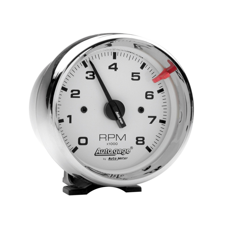 Varvräknare 3 3/100mm 8K RPM PEDESTAL WHT DIAL Krom CASE AUTOGAGE in the group Interior / Gauges / Gauges & Gauge Holders / AutoMeter / All products from Autometer at DDESIGN Scandinavia AB (atm2304)