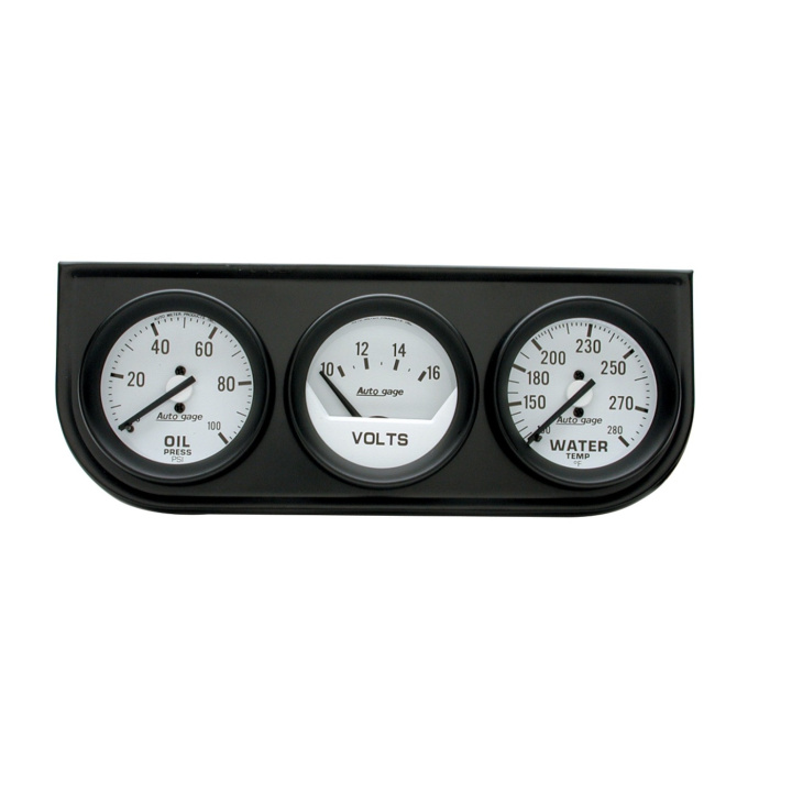 GAUGE CONSOLE OILP/WTMP/VOLT 2\'\' 100PSI/280ºF/16V WHT DIAL BLK BZL AG in the group Interior / Gauges / Gauges & Gauge Holders / AutoMeter / All products from Autometer at DDESIGN Scandinavia AB (atm2327)