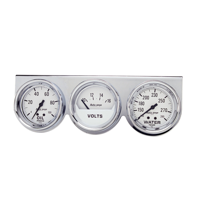 GAUGE CONSOLE OILP/WTMP/VOLT 66.7mm 100PSI/280ºF/16V WHT DIAL Krom BZL AG in the group Interior / Gauges / Gauges & Gauge Holders / AutoMeter / All products from Autometer at DDESIGN Scandinavia AB (atm2329)