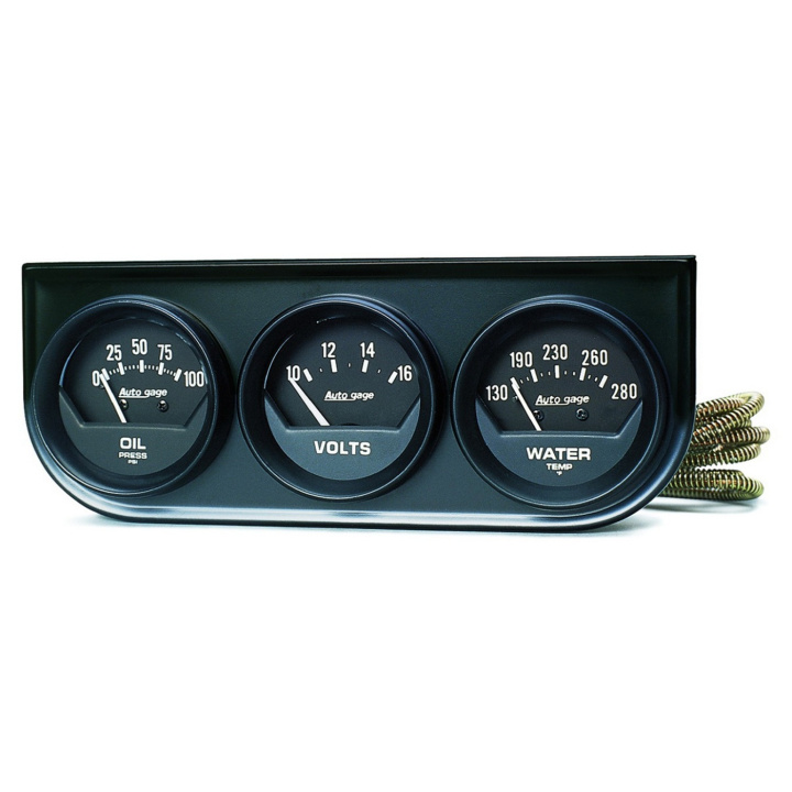 GAUGE CONSOLE OILP/WTMP/VOLT 2\'\' 100PSI/280ºF/16V BLK DIAL BLK BZL AG in the group Interior / Gauges / Gauges & Gauge Holders / AutoMeter / All products from Autometer at DDESIGN Scandinavia AB (atm2348)