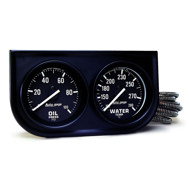 GAUGE CONSOLE OILP/WTMP 2\'\' 100PSI/280ºF BLK DIAL BLK BZL AUTOGAGE in the group Interior / Gauges / Gauges & Gauge Holders / AutoMeter / All products from Autometer at DDESIGN Scandinavia AB (atm2392)