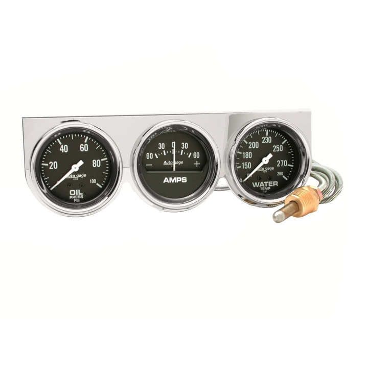 GAUGE CONSOLE OILP/WTMP/AMP 66.7mm 100PSI/280ºF/60A BLK DIAL Krom BZL AG in the group Interior / Gauges / Gauges & Gauge Holders / AutoMeter / All products from Autometer at DDESIGN Scandinavia AB (atm2395)