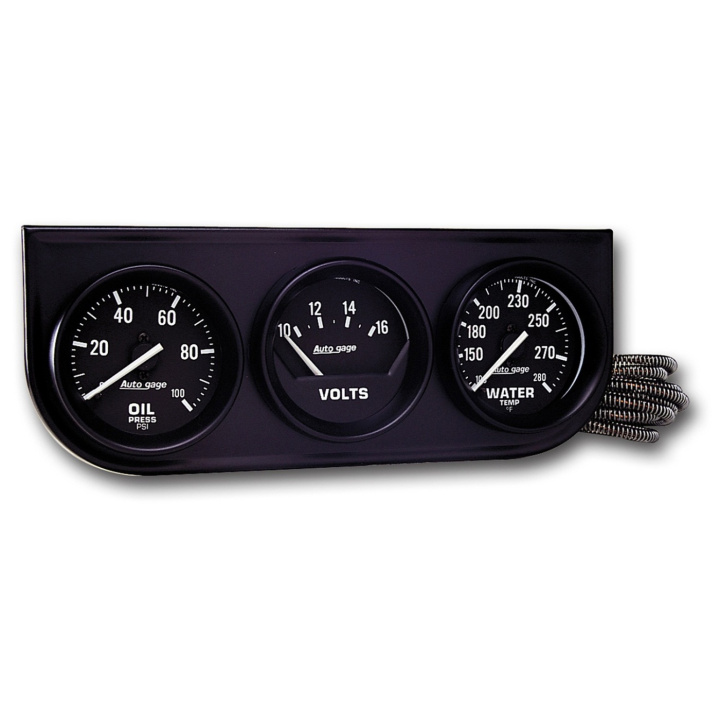 GAUGE CONSOLE OILP/WTMP/VOLT 2\'\' 100PSI/280ºF/18V MECH BLK DIAL BLK BZL AG in the group Interior / Gauges / Gauges & Gauge Holders / AutoMeter / All products from Autometer at DDESIGN Scandinavia AB (atm2397)