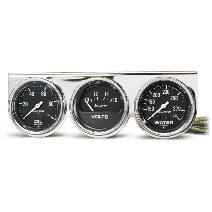 GAUGE CONSOLE OILP/WTMP/VOLT 66.7mm 100PSI/280ºF/16V BLK DIAL Krom BZL AG in the group Interior / Gauges / Gauges & Gauge Holders / AutoMeter / All products from Autometer at DDESIGN Scandinavia AB (atm2399)
