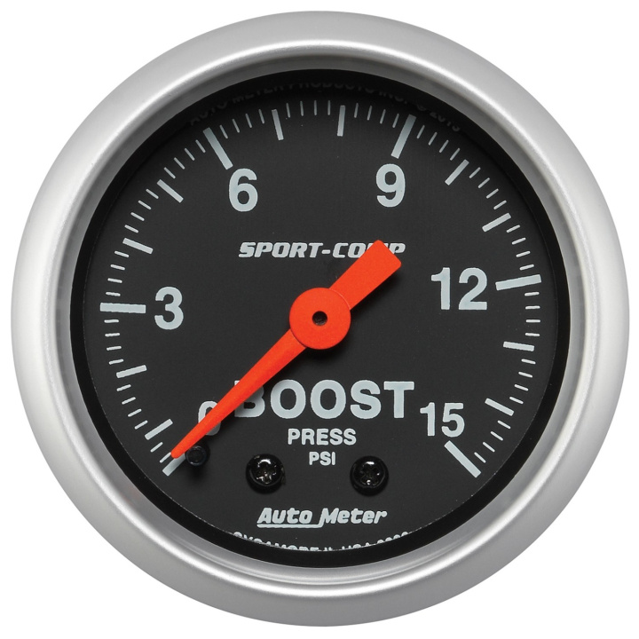 Laddtrycksmätare 52mm 15PSI (Mekanisk) SPORT-COMP in the group Interior / Gauges / Gauges & Gauge Holders / AutoMeter / All products from Autometer at DDESIGN Scandinavia AB (atm3302)