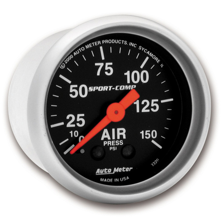 Lufttrycksmätare 52mm 150PSI (Mekanisk) SPORT-COMP in the group Interior / Gauges / Gauges & Gauge Holders / AutoMeter / All products from Autometer at DDESIGN Scandinavia AB (atm3320)