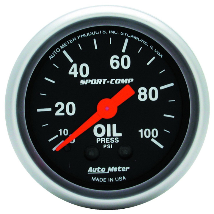 Oljetrycksmätare 52mm 100PSI (Mekanisk) SPORT-COMP in the group Interior / Gauges / Gauges & Gauge Holders / AutoMeter / All products from Autometer at DDESIGN Scandinavia AB (atm3321)