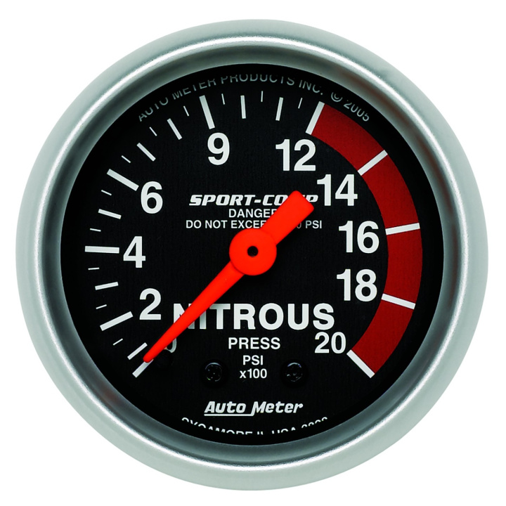 Lustgasmätare (Tryck) 52mm 2000PSI (Mekanisk) SPORT-COMP in the group Interior / Gauges / Gauges & Gauge Holders / AutoMeter / All products from Autometer at DDESIGN Scandinavia AB (atm3328)