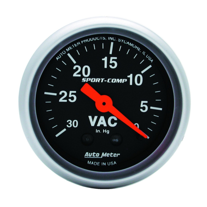 Vakuummätare 52mm 30INHG (Mekanisk) SPORT-COMP in the group Interior / Gauges / Gauges & Gauge Holders / AutoMeter / All products from Autometer at DDESIGN Scandinavia AB (atm3384)