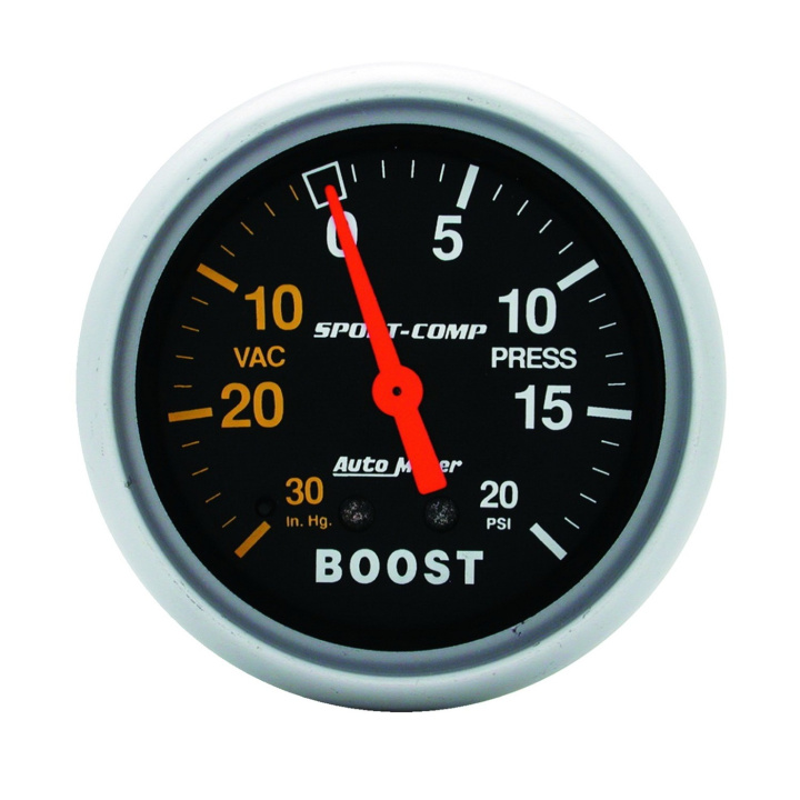 Laddtrycksmätare 66.7mm 30INHG-20PSI (Mekanisk) SPORT-COMP in the group Interior / Gauges / Gauges & Gauge Holders / AutoMeter / All products from Autometer at DDESIGN Scandinavia AB (atm3401)