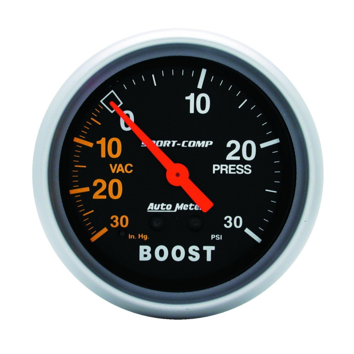 Laddtrycksmätare 66.7mm 30INHG-30PSI (Mekanisk) SPORT-COMP in the group Interior / Gauges / Gauges & Gauge Holders / AutoMeter / All products from Autometer at DDESIGN Scandinavia AB (atm3403)