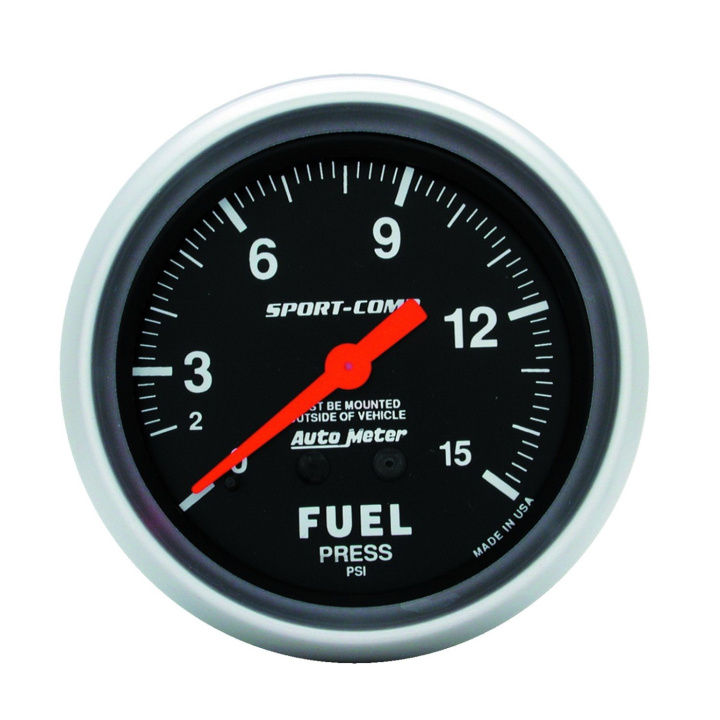 Bränsletrycksmätare 66.7mm 15PSI (Mekanisk) SPORT-COMP in the group Interior / Gauges / Gauges & Gauge Holders / AutoMeter / All products from Autometer at DDESIGN Scandinavia AB (atm3411)