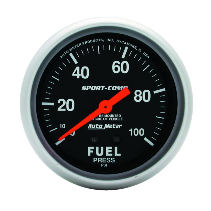 Bränsletrycksmätare 66.7mm 100PSI (Mekanisk) SPORT-COMP in the group Interior / Gauges / Gauges & Gauge Holders / AutoMeter / All products from Autometer at DDESIGN Scandinavia AB (atm3412)