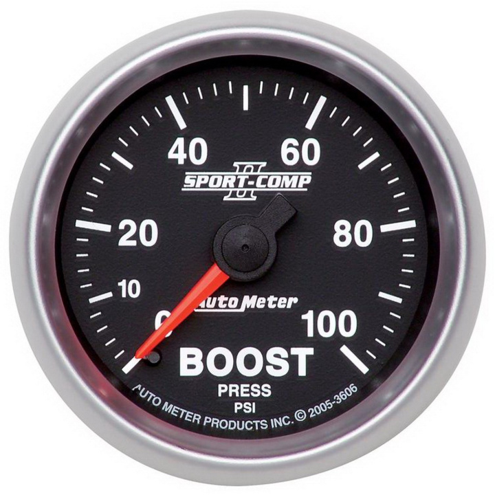 Laddtrycksmätare 52mm 100PSI (Mekanisk) SPORT-COMP II in the group Interior / Gauges / Gauges & Gauge Holders / AutoMeter / All products from Autometer at DDESIGN Scandinavia AB (atm3606)