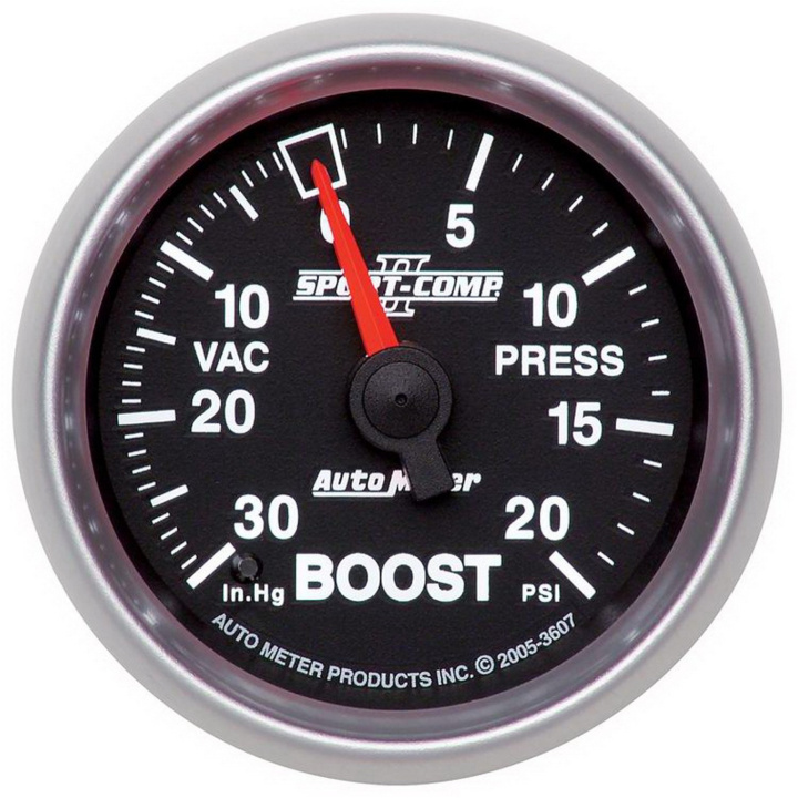 Laddtrycksmätare 52mm 30INHG-20PSI (Mekanisk) SPORT-COMP II in the group Interior / Gauges / Gauges & Gauge Holders / AutoMeter / All products from Autometer at DDESIGN Scandinavia AB (atm3607)