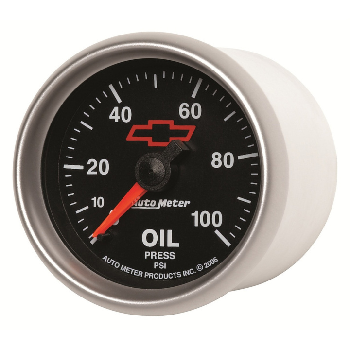 Oljetrycksmätare 52mm 100PSI (Mekanisk) GM BOWTIE Svart in the group Interior / Gauges / Gauges & Gauge Holders / AutoMeter / All products from Autometer at DDESIGN Scandinavia AB (atm3621-00406)