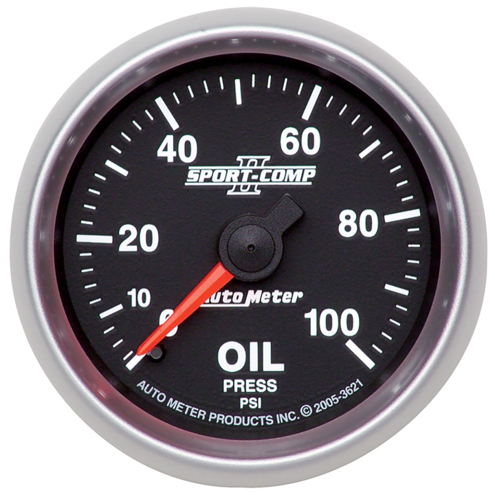 Oljetrycksmätare 52mm 100PSI (Mekanisk) SPORT-COMP II in the group Interior / Gauges / Gauges & Gauge Holders / AutoMeter / Sport-Comp II at DDESIGN Scandinavia AB (atm3621)