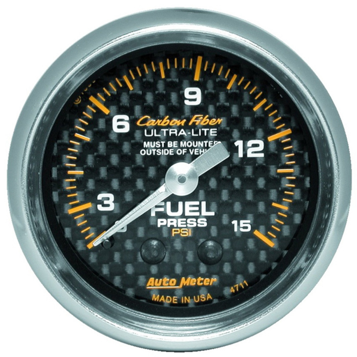 Bränsletrycksmätare 66.7mm 0-15PSI (Mekanisk) CARBON FIBER in the group Interior / Gauges / Gauges & Gauge Holders / AutoMeter / All products from Autometer at DDESIGN Scandinavia AB (atm4711)