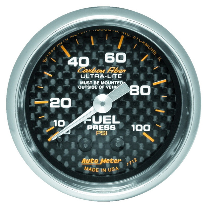 Bränsletrycksmätare 52mm 100PSI (Mekanisk) CARBON FIBER in the group Interior / Gauges / Gauges & Gauge Holders / AutoMeter / All products from Autometer at DDESIGN Scandinavia AB (atm4712)