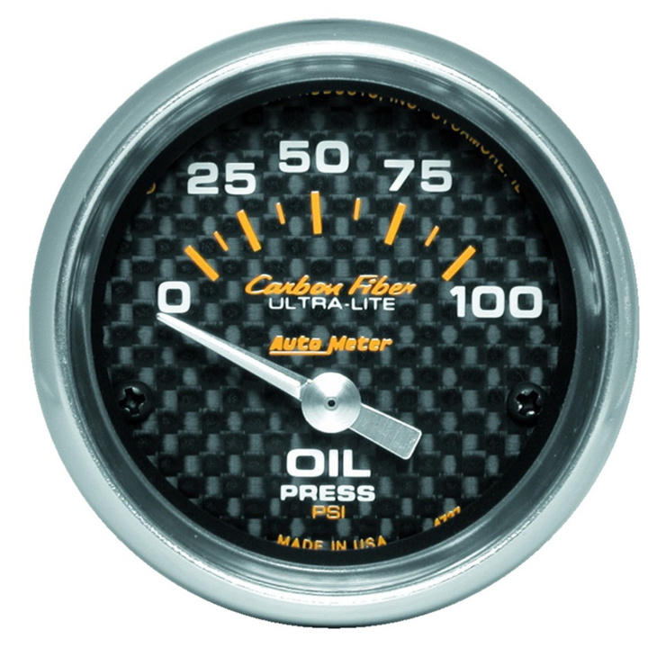 Oljetrycksmätare 52mm 100PSI (Elektrisk) CARBON FIBER in the group Interior / Gauges / Gauges & Gauge Holders / AutoMeter / All products from Autometer at DDESIGN Scandinavia AB (atm4727)