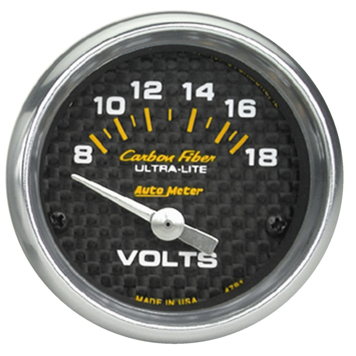 Voltmätare 52mm 18V (Elektrisk) CARBON FIBER in the group Interior / Gauges / Gauges & Gauge Holders / AutoMeter / All products from Autometer at DDESIGN Scandinavia AB (atm4791)