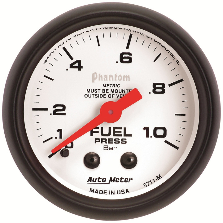GAUGE FUEL PRESSURE 52mm 1.0BAR (Mekanisk) PHANTOM in the group Interior / Gauges / Gauges & Gauge Holders / AutoMeter / All products from Autometer at DDESIGN Scandinavia AB (atm5711-M)