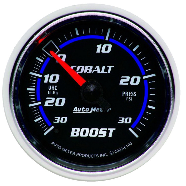 Laddtrycksmätare 52mm 30INHG-30PSI (Mekanisk) COBALT in the group Interior / Gauges / Gauges & Gauge Holders / AutoMeter / All products from Autometer at DDESIGN Scandinavia AB (atm6103)
