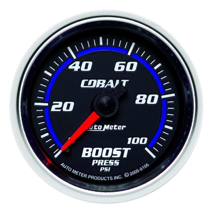 Laddtrycksmätare 52mm 100PSI (Mekanisk) COBALT in the group Interior / Gauges / Gauges & Gauge Holders / AutoMeter / All products from Autometer at DDESIGN Scandinavia AB (atm6106)