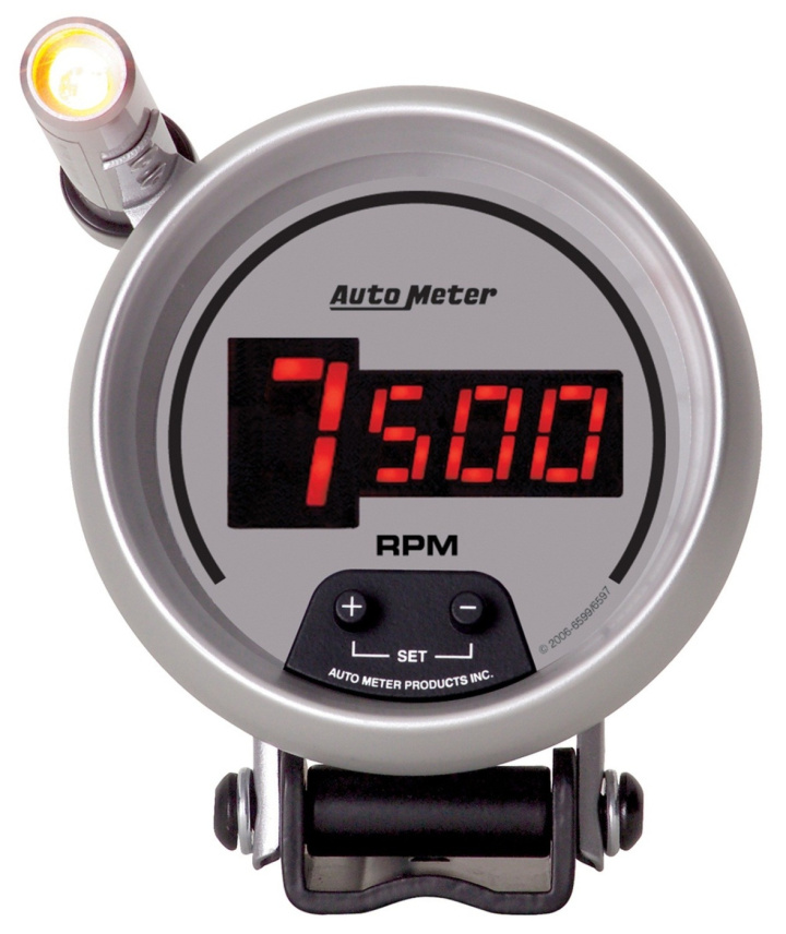 Varvräknare 3 3/100mm 10K RPM PEDESTAL W/ EXT. QUICK-LITE DIGITAL SLVR DIAL W/ RED LED in the group Interior / Gauges / Gauges & Gauge Holders / AutoMeter / All products from Autometer at DDESIGN Scandinavia AB (atm6599)