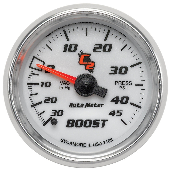 Laddtrycksmätare 52mm 30INHG-45PSI (Mekanisk) C2 in the group Interior / Gauges / Gauges & Gauge Holders / AutoMeter / All products from Autometer at DDESIGN Scandinavia AB (atm7108)
