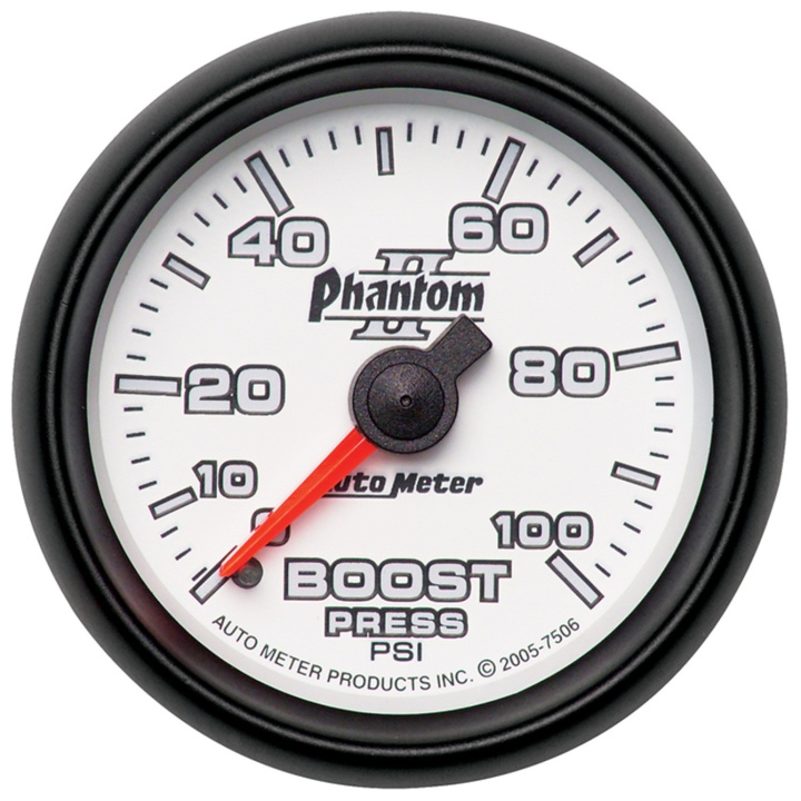 Laddtrycksmätare 52mm 100PSI (Mekanisk) PHANTOM II in the group Interior / Gauges / Gauges & Gauge Holders / AutoMeter / All products from Autometer at DDESIGN Scandinavia AB (atm7506)