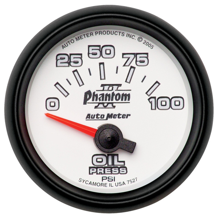Oljetrycksmätare 52mm 100PSI (Elektrisk) PHANTOM II in the group Interior / Gauges / Gauges & Gauge Holders / AutoMeter / All products from Autometer at DDESIGN Scandinavia AB (atm7527)