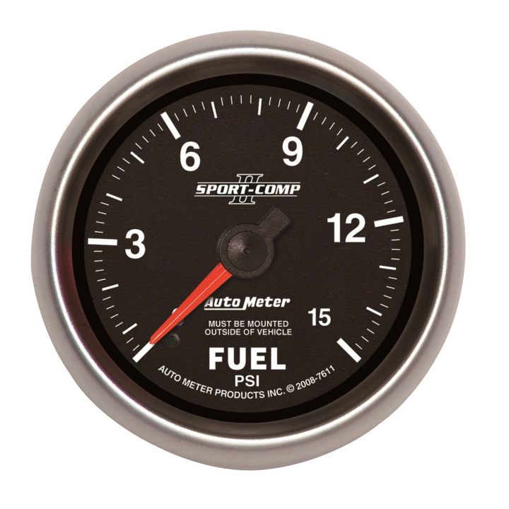 Bränsletrycksmätare 66.7mm 15PSI (Mekanisk) SPORT-COMP II in the group Interior / Gauges / Gauges & Gauge Holders / AutoMeter / All products from Autometer at DDESIGN Scandinavia AB (atm7611)