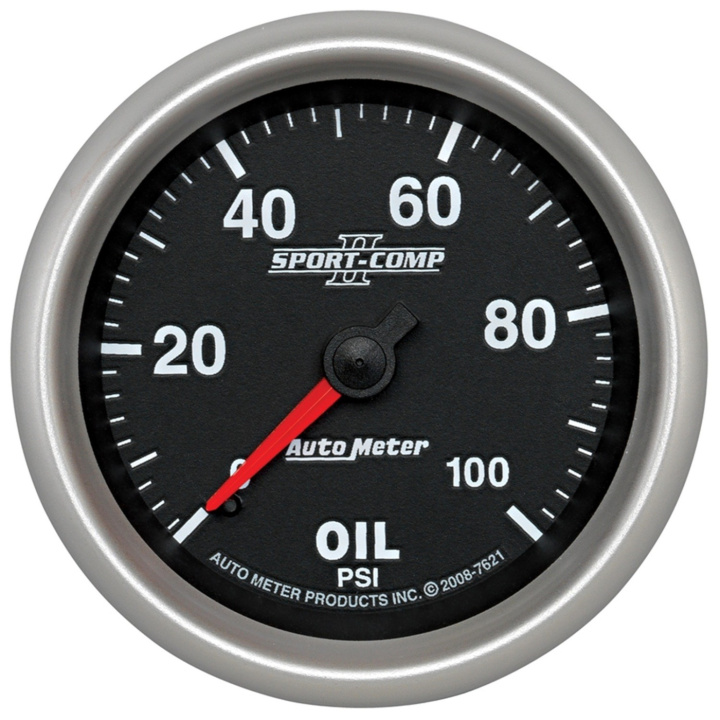 Oljetrycksmätare 66.7mm 100PSI (Mekanisk) SPORT-COMP II in the group Interior / Gauges / Gauges & Gauge Holders / AutoMeter / All products from Autometer at DDESIGN Scandinavia AB (atm7621)