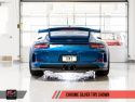 Porsche 991 GT3 / RS Center Muffler Delete -- Chrome Silver Tips AWE Tuning