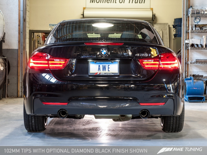 BMW F3X 335i/435i Touring Edition Axle Back Exhaust -- Diamond Black Tips (90mm) AWE Tuning in the group Select car model / BMW / 3-series-4-series (F30-F36) 11-19 / Tuning / Exhaust at DDESIGN Scandinavia AB (awe3010-33028)