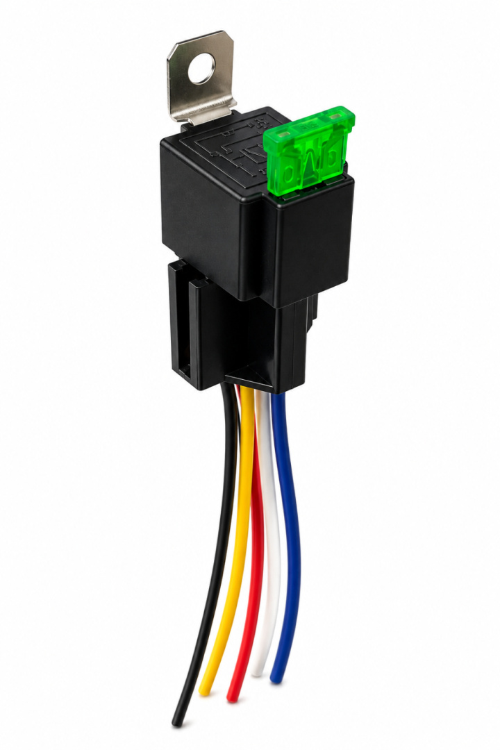 5-Pin Changeover Relay 30A with Fuse & Relay Socket Bahnmeister in the group Tuning / Electronics / Cable lugs - Joint sleeves - Flat pins at DDESIGN Scandinavia AB (bhm-JD1912-5POL-30A)