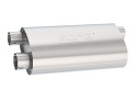 Specialty Muffler Transverse Flow 3in Inlet / 2.5in Dual Outlet 6in x 10.25in Oval x 19in Long Body Notched Necks Borla