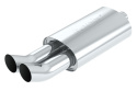 Boomers Muffler Spitfire 2.25in Center Inlet / 3in Dual Round Tips 5.5in x 8.5in Oval x 14in Long Body Borla