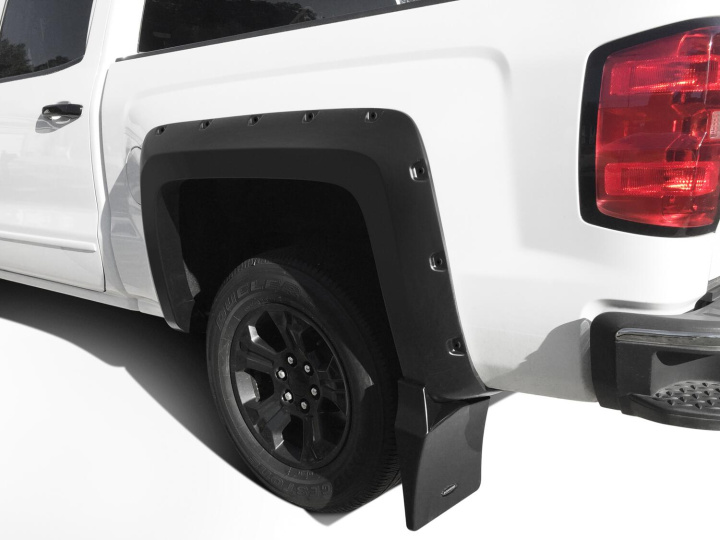 Chevrolet Silverado 1500/2500/3500 2014–2019 Trail Armor Mud Flaps - exclusive for Bushwacker Pocket Style Fender Flares Bushwacker in the group Select car model / Chevrolet / Silverado 14+ / Styling at DDESIGN Scandinavia AB (busMUD-40120)