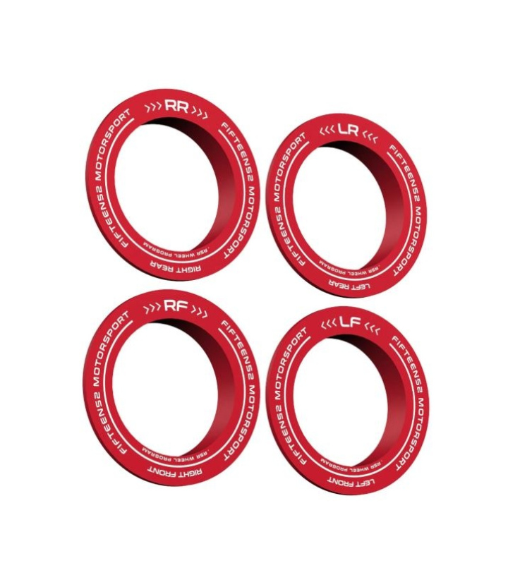 fifteen52 Holeshot RSR Center Ring - Corner Designation Set of Four - Red in the group Exterior / Wheels & Tires / Center caps at DDESIGN Scandinavia AB (fft52-RSRRING-RED-CD-SET)