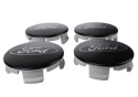 Ford Car Black And Chrome Wheel Center Cap Kit-Sat Ford Racing
