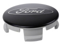 Ford Car Black And Chrome Wheel Center Cap Kit-Sat Ford Racing