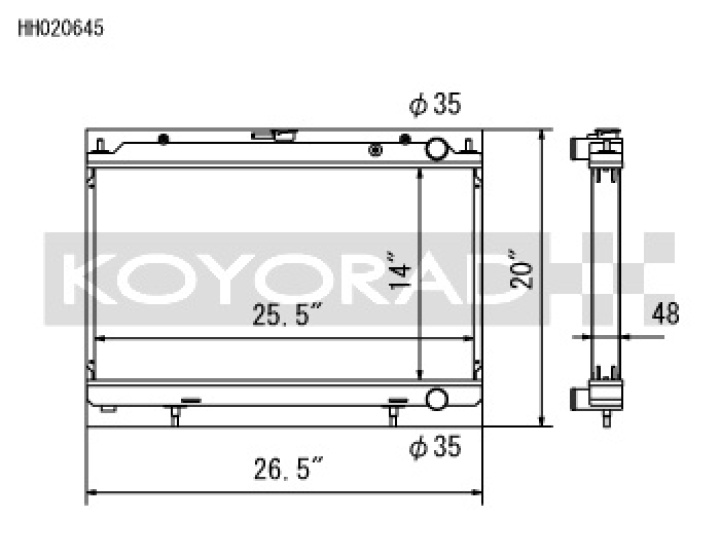 Nissan 240SX 1995-1998 2.4L Aluminum Radiator Koyorad in the group Select car model / Nissan / 200SX S14A 1996-1998 / Tuning / Cooling & Hoses at DDESIGN Scandinavia AB (koyHH020645)