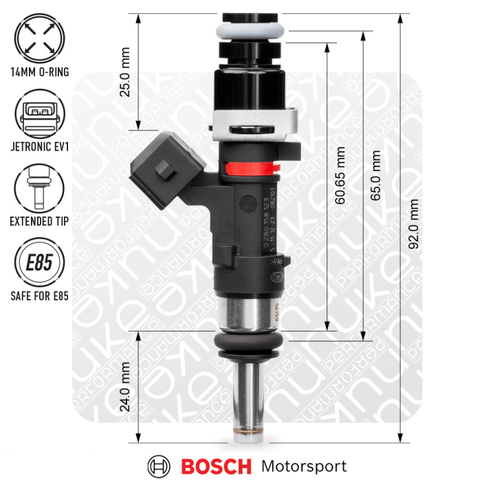 Bosch injector 627cc, 65mm (EV14L) Nuke Performance in the group Tuning / Fuel system / Injectors at DDESIGN Scandinavia AB (nuke-130-01-063)