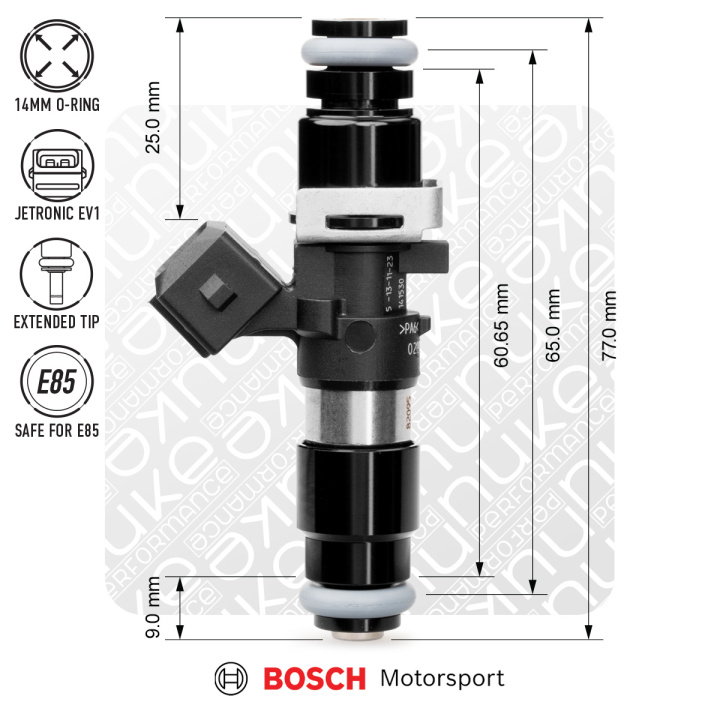 Bosch injector 1200cc, 65mm (EV14L) Nuke Performance in the group Tuning / Fuel system / Injectors at DDESIGN Scandinavia AB (nuke-130-01-120)