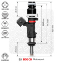Bosch injector 627cc, 65mm (EV14L), 4pcs flow matched Nuke Performance
