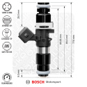 Bosch injector 1200cc, 65mm (EV14L), 8pcs flow matched Nuke Performance