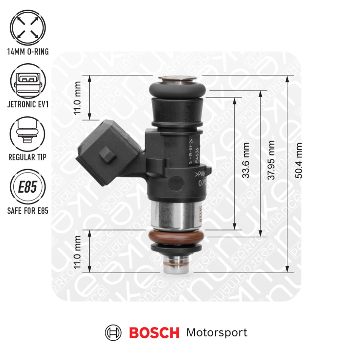 Bosch injector 1462cc, 38mm (EV14K), 8pcs flow matched Nuke Performance in the group Tuning / Fuel system / Injectors at DDESIGN Scandinavia AB (nuke-131-08-150)